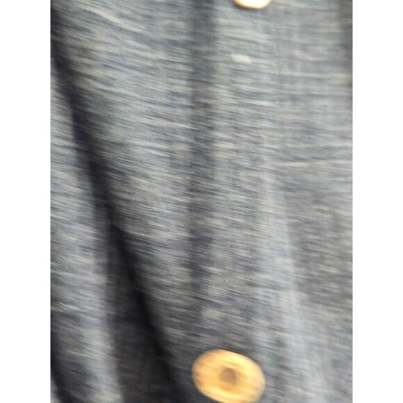 Veveret Off Shoulder Waffle Knit Button Down Tie Front 3XL Dark Heather Blue Top - Picture 3 of 4